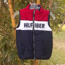 Tommy Hilfiger Puffer Vest Sleeveless SZ 7 Zip Front Color Block Pockets Jacket