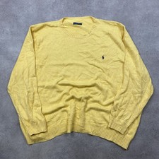 Polo Ralph Lauren Jumper Mens 3XL Vintage 100% Cotton Chunky Knit Sweater Yellow