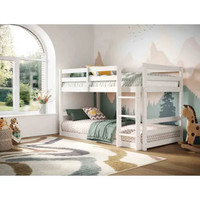 Flair Shasha Low Bunk Bed White Wooden Frame Space Saving Children Furniture New