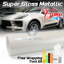 ESSMO PET Super Gloss Metallic Shell White Vehicle Vinyl Wrap Decal Like Paint