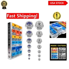 Stainless Steel Lock Nut Assortment 444 pcs - Metric & SAE with Nylon Insert