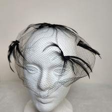 Vintage Black Net Veil Fascinator USA Union 50s-60s