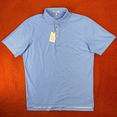 PETER MILLAR Mens MEDIUM Casa Nova Performance Polo Shirt Jersey Golf Blue Sea
