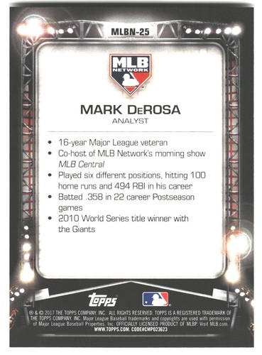 2017 Topps MLB Network #MLBN-25 MARK DeROSA - Bild 2 von 2