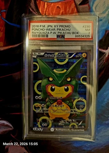 PSA 7 Poncho Wearing Pikachu Rayquaza 230/XY-P Full Art Promo Japanese Pokemon