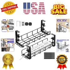 Under Desk Cable Management Tray, 31.5'' No Drill Steel Cable Tray Organizers...