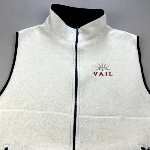 Vintage Vail Ski Resort Vest Jacket Adult XL Cream Fleece Full Zip Colorado 90s - Bild 2 von 9