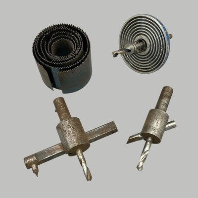 Pair of Adjustable Circle Cutters and Spring Steel Hole Saw Set Used Ships Quick