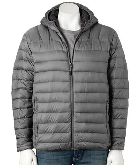 Hemisphere Hooded Down Packable Puffer Jacket Grey XL NWT $140