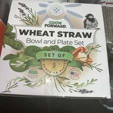 Grow Forward Premium Wheat Straw Plates and Bowls Sets - 8-Piece Wheat Straw Din