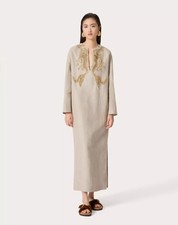 50IT - Valentino embroidered linen canvas midi dress kaftan - BNWT