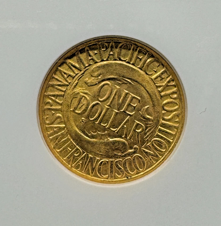 1915-S PAN PACIFIC EXPOSTION COMMEMORATIVE GOLD DOLLAR NGC MS65 CAC 9XXBA25 - Image 4 of 4