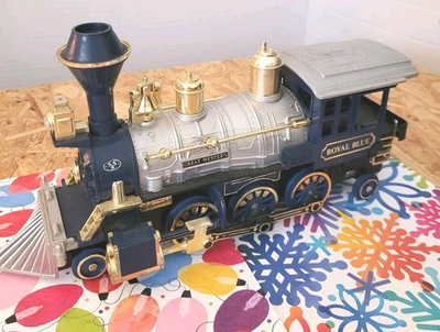 #ad Vintage 1980s Great Western Royal Blue Toy Floor Steam Engine For Parts Repair $12.00