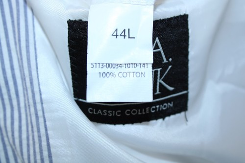 Jos A Bank Suit 44L Pants 36x32 Blue White Striped Seersucker Classic Collection - Picture 13 of 17