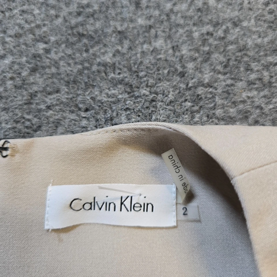 Vestido Calvin Klein para mujer talla 2 beige negro ajustado elástico cóctel carrera Foto 4 de 4