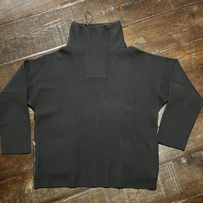 Acne Studios Sweater Mens Sz M Moore Wool Funnel Neck Oversized Black Pockets