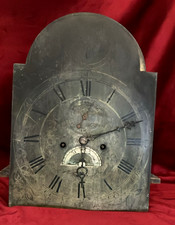 Nice Early Antique Silvered Arched 8 Day Grandfather Clock Dial & Movement