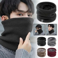 Neck Warmer Scarf Soft Double Layer Knit Loop Fleece for Women Men Warm Winter