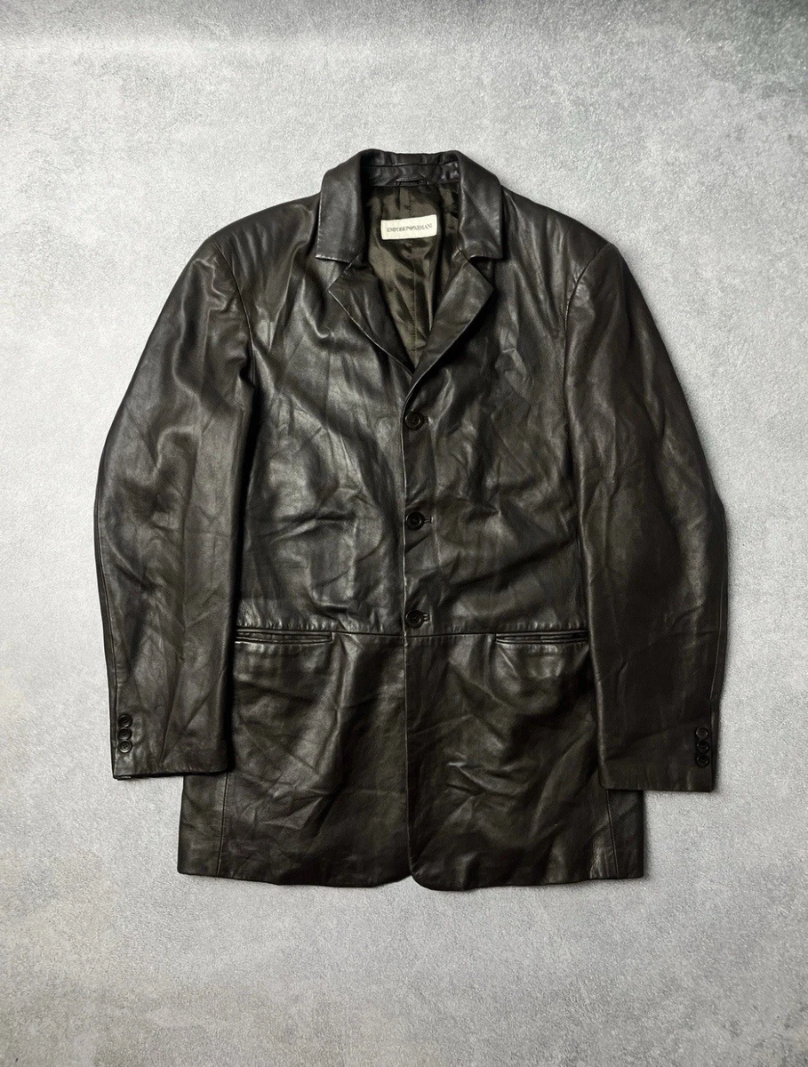 Emporio Armani Leather Outer Shell Coats, Jackets & Vests for Men