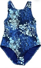 Lands End Blue Multi-Patterned Girls 0ne Piece Swimsuit XL 14-16 NWOT