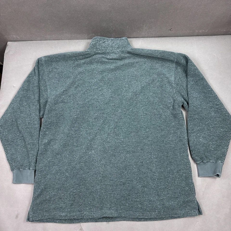 Vintage Big Dogs Sweater Mens Extra Large Green Waffle Thermal Shacket Pullover - Image 2 of 4