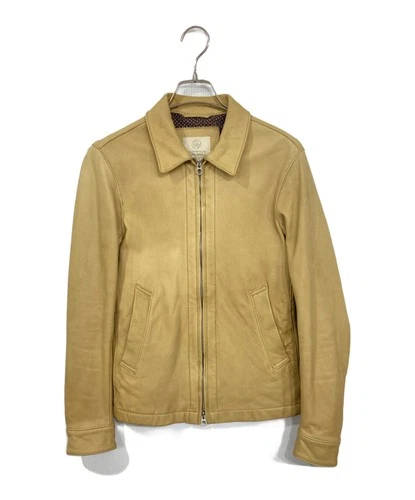 BEAUTY&YOUTH Leather Jacket Men's Size S Mustard Yellow - product listing photo