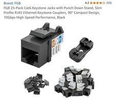 High-Speed 10Gbps Cat6 Keystone Jacks - 50-Pack with Durable Punch-Down Stand