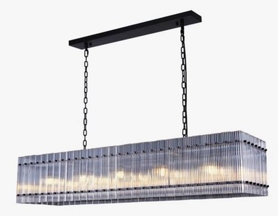 54 inch Living Room Black Crystal Glass LED Pendant Chandelier 10 Light Fixture