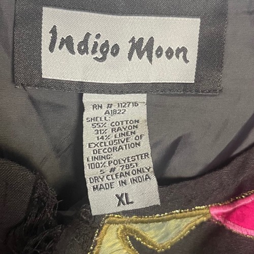 Indigo Moon Embroidered Floral Jacket Colorful Southwest Bohemian XL 1 Button - Picture 4 of 11