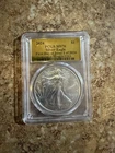 2024 (W) SILVER  EAGLE PCGS MS70 1 Of 2024 Gold Label First Day Of Issue