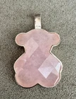 Vtg Large TOUS Faceted ROSE QUARTZ Teddy BEAR PENDANT in Sterling Silver 1.75"