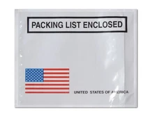 Packing List Pouches Shipping Label Panel Face Enclosed Envelopes USA Flag Print