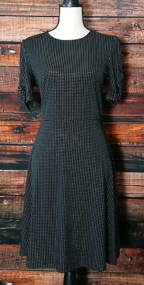 Michael Kors Dress Size S Black Silver Metallic Dot Swing - Image 3 of 4