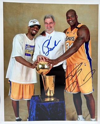 Phil Jackson & Shaquille O'Neal Signed 8x10 Photo Lakers Finals