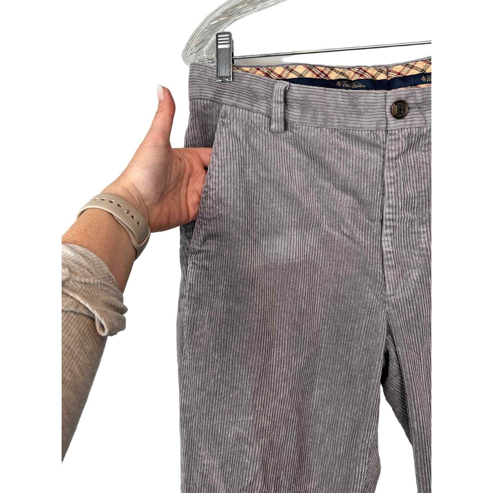 Brooks Brothers Clark Men's Sz 33x32 Grey StraightFit Cotton Corduroy