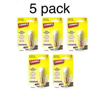 5 x CARMEX PREMIUM VANILLA Lip Balm, SPF15 4,25 g