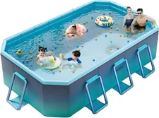 Foldable, Non-Inflatable Kids & Adults Outdoor Swimming Pool, 102" x 65" x 21"