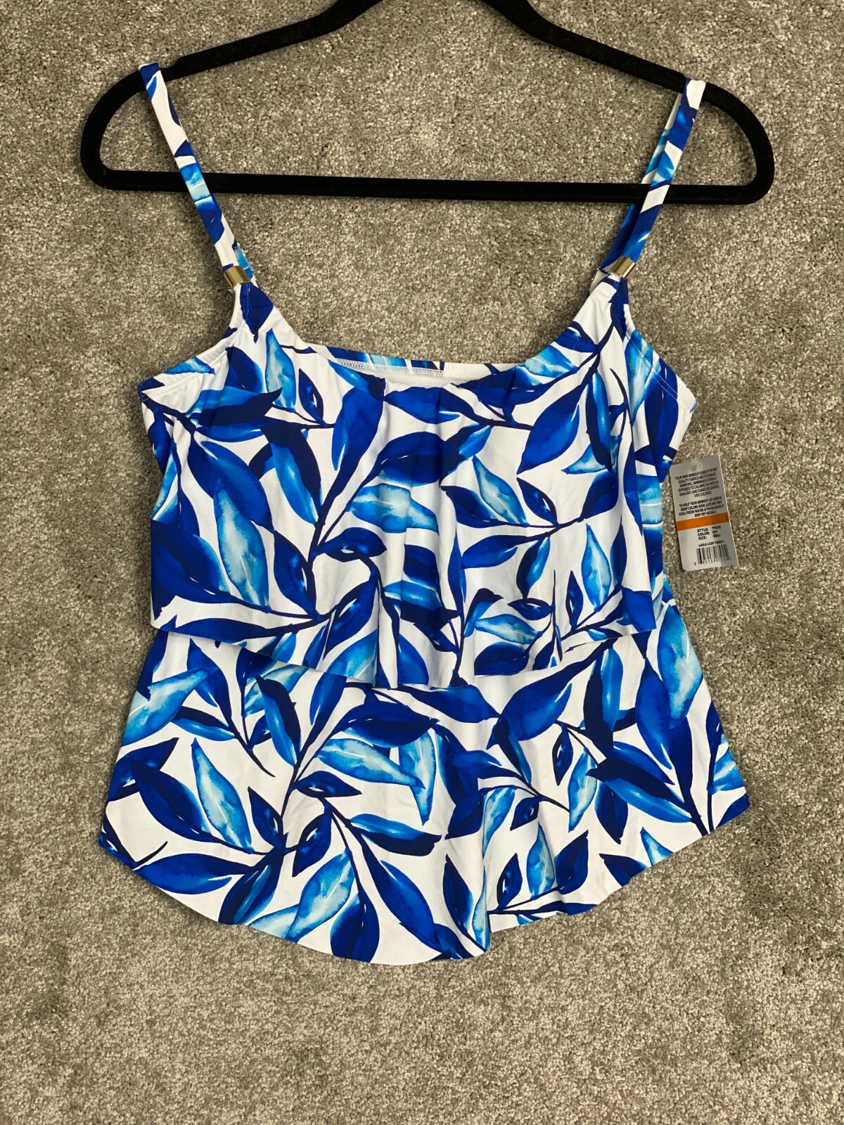 NWT 24th u0026 Ocean Women's Swimwear Leaf Tiered Tankini Top Blue Size: Small  695159757051 | eBay