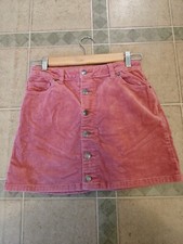 Cat Jack Skirt Girls Pink Corduroy Snap Front Adjustable Waist Size 10/12