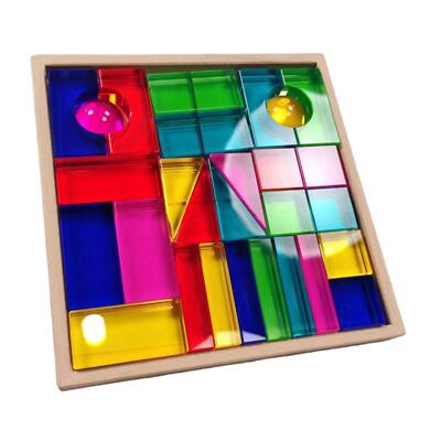 Stapelspiel Montessori Spielzeug Regenbogen Acryl Edelstein Würfel für Kinder