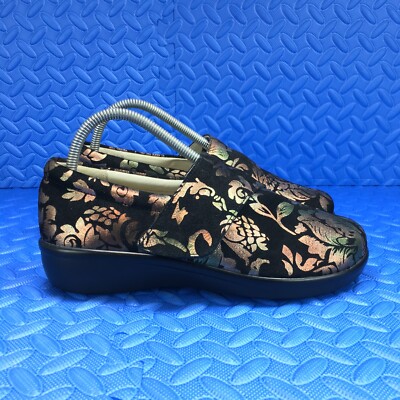 Alegria Lauryn Womens Black Leather Floral Embossed Comfort 