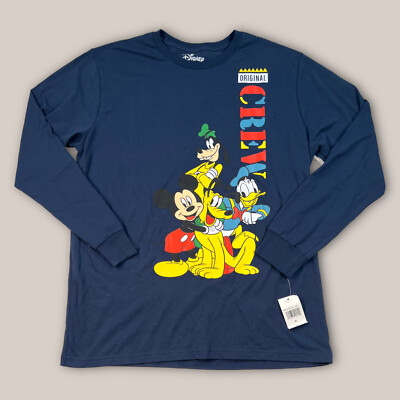 NEW Disney Original Crew Navy Blue Long Sleeve Shirt Mickey - Main Image