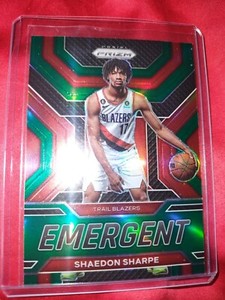 2022-23 Panini Prizm Emergent Green Prizm Shaedon Sharpe #15 Rookie RC