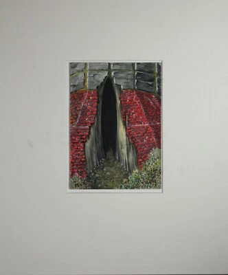 Gemälde Aquarell Farbstift  Turmeingang Barbara Kraemer Signiert Datiert  1994 - Bild 1 von 4