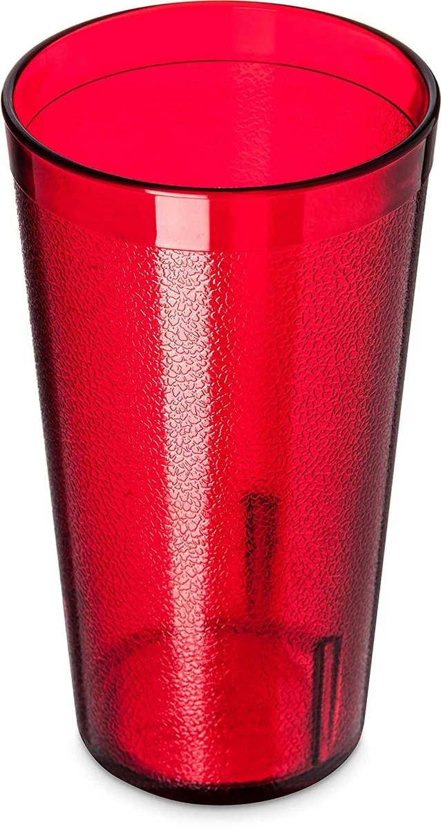 6 Restaurant Tumbler Beverage Cups 16oz Anti-Break Drinking Glasses Red  Plastic