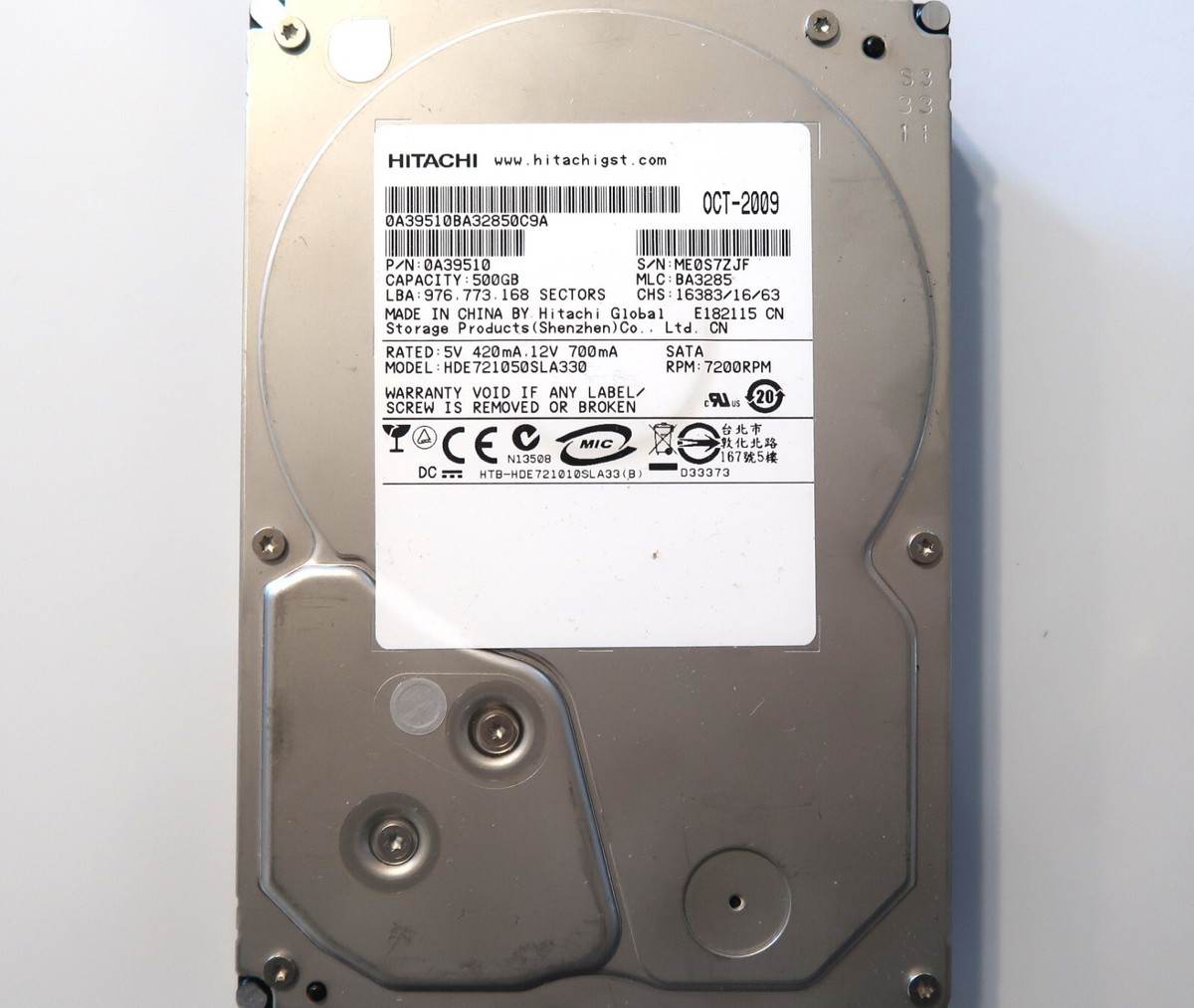 Hitachi HDE721050SLA330 0A39510 BA3285 500gb 3.5