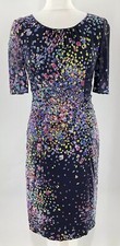 Hobbs Lauren Silk Floral Navy Colourful Multi Shift Dress Designer Uk 10 Vgc #7