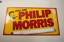 Call For Philip Morris (HSE/UD3) Vintage Porcelain Cigarette Sign Made in USA