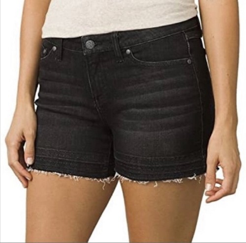 NWT Prana London Raw Hem Dark Denim Shorts Mid Rise Black Sz 12/31 | eBay