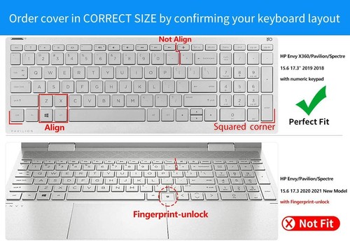 2 Keyboard Cover Fit HP Envy x360 2in1 Spectre x360 Pavilion X360 15.6 Envy 17.3 - Picture 2 of 32